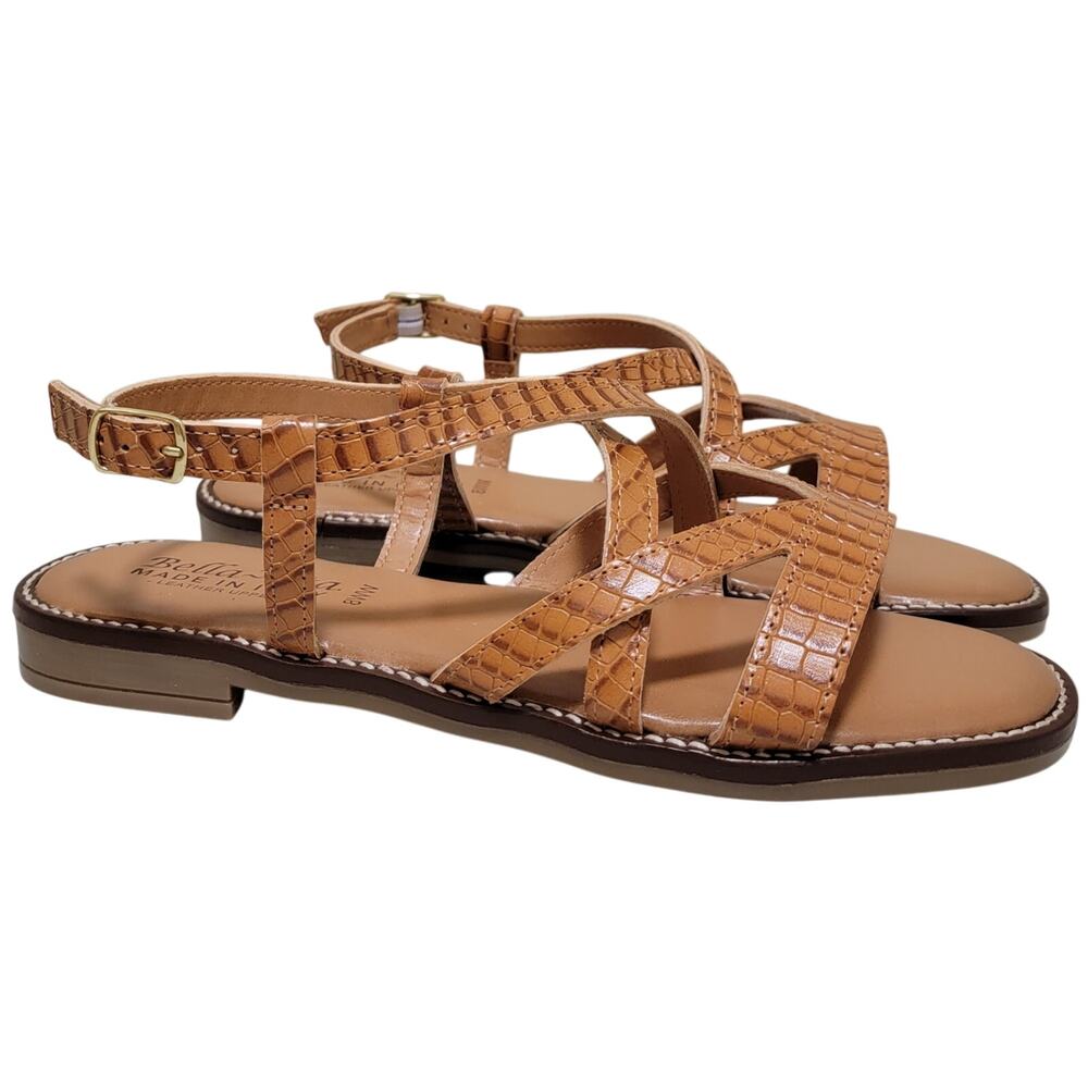 Bella Vita Women Tya-Italy Slingback Strappy Sandals Size US 8WW Natural Leather